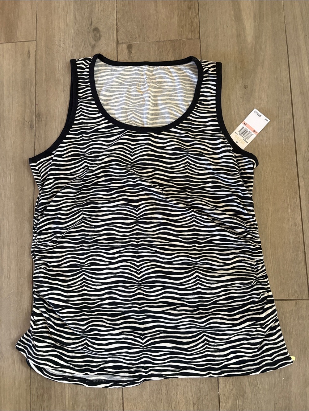 Michael Kors Black & White Zebra-Stripe Tank Top